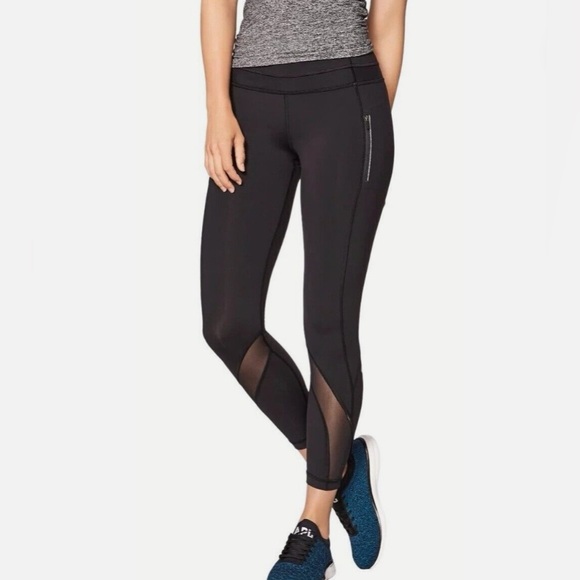 Lululemon inspire tight II black mesh legging size 6 - Picture 1 of 8